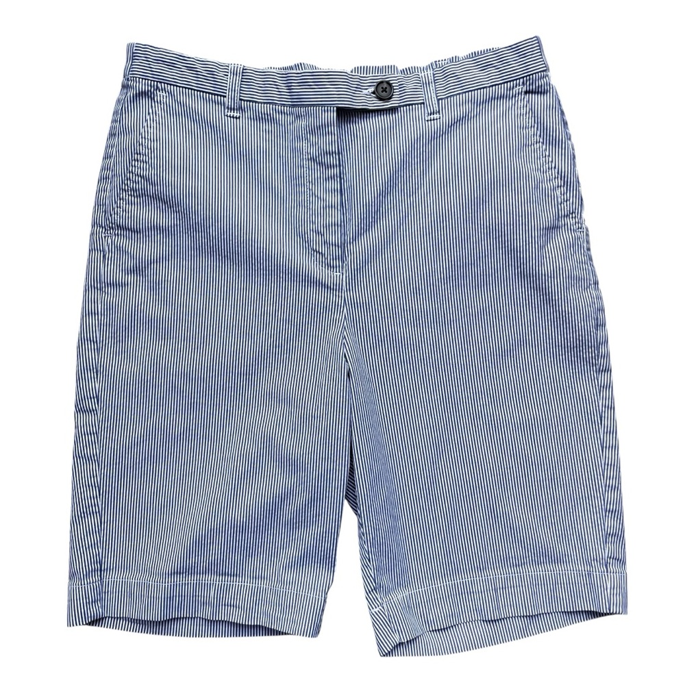 Lands' End Striped Seersucker Bermuda Shorts Size 4 Blue and White